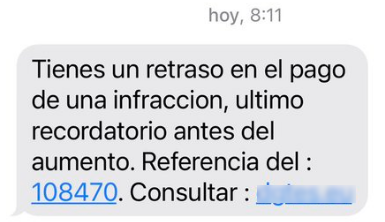 SMS fraude retaso en pago